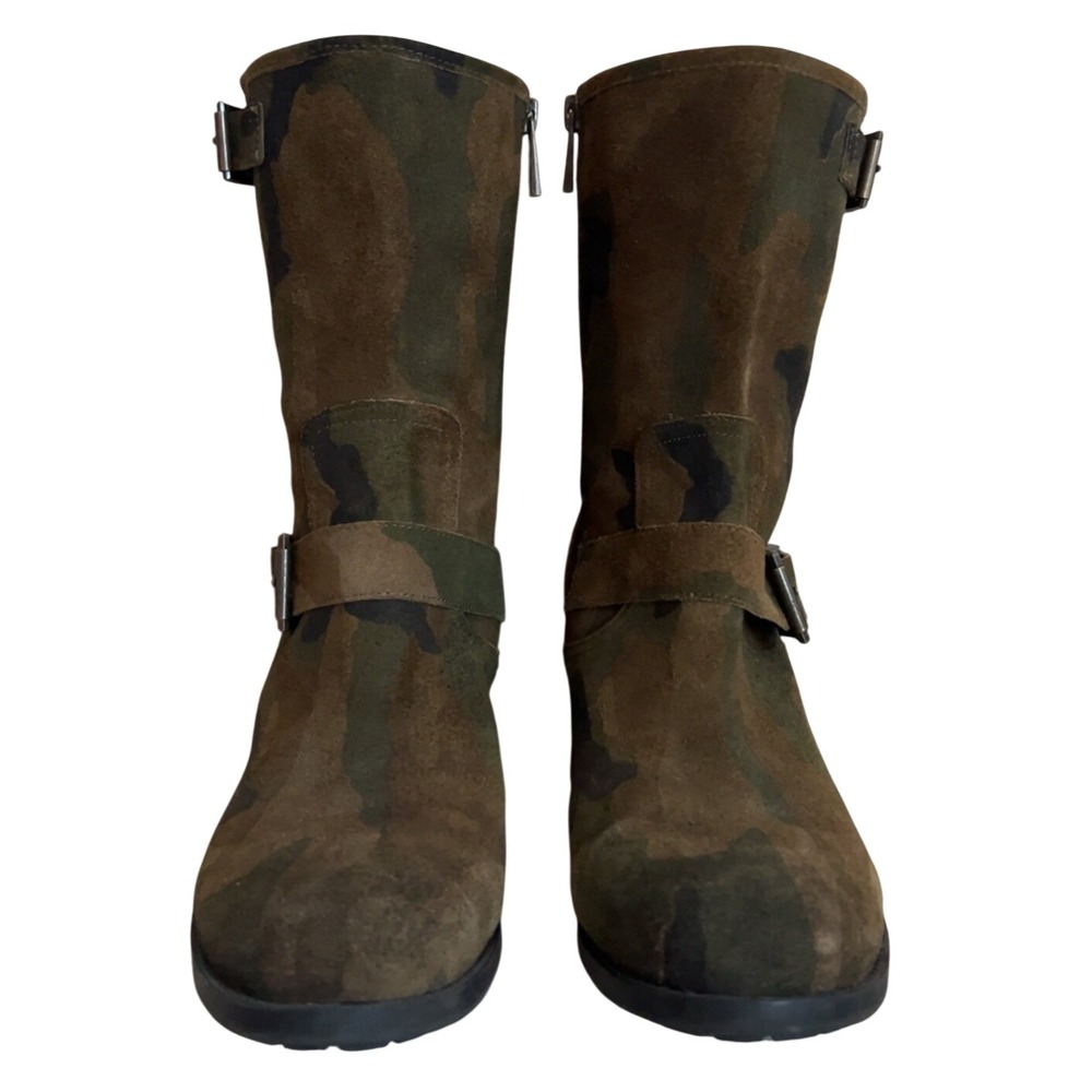 Vince Camuto Camouflage Leather Moto Boot Buckle Lug Sole | SZ: 10